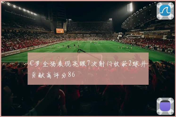 C罗全场表现亮眼7次射门收获2球并贡献高评分86